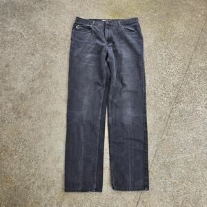 Vtg 90s L.L. BEAN Plain Black Wash Straight Leg Denim Jeans Tagged 35 x 34